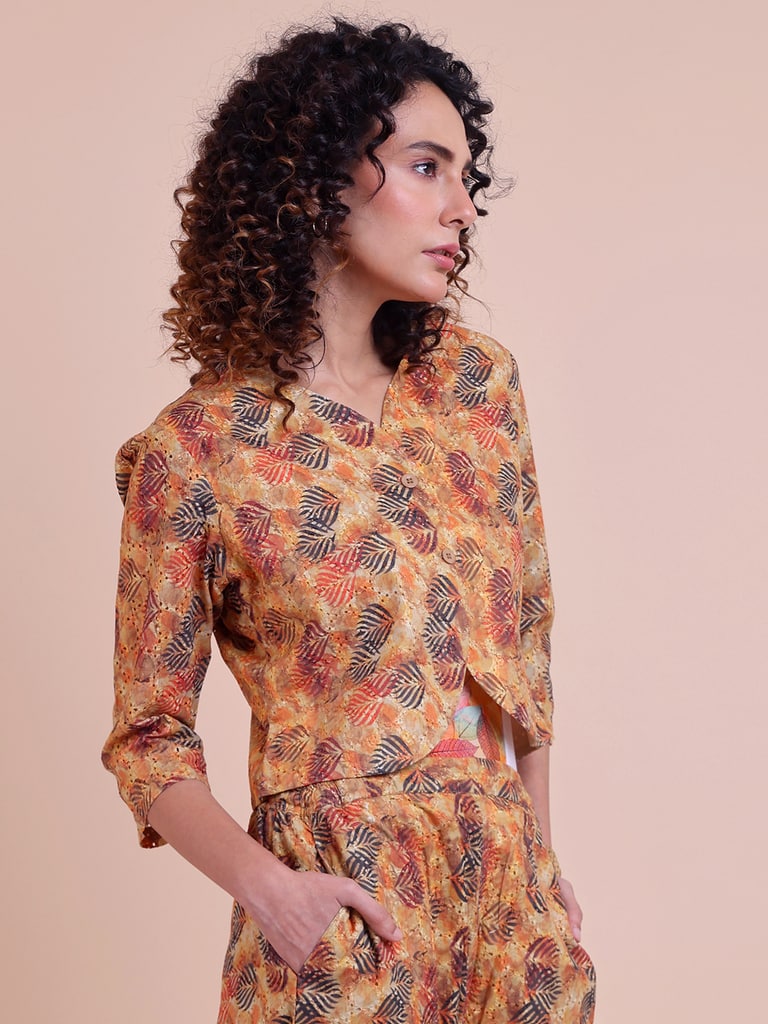 BLOUSON WOMEN COTTON DIGITAL PRINTED SHRUG SET - View 2
