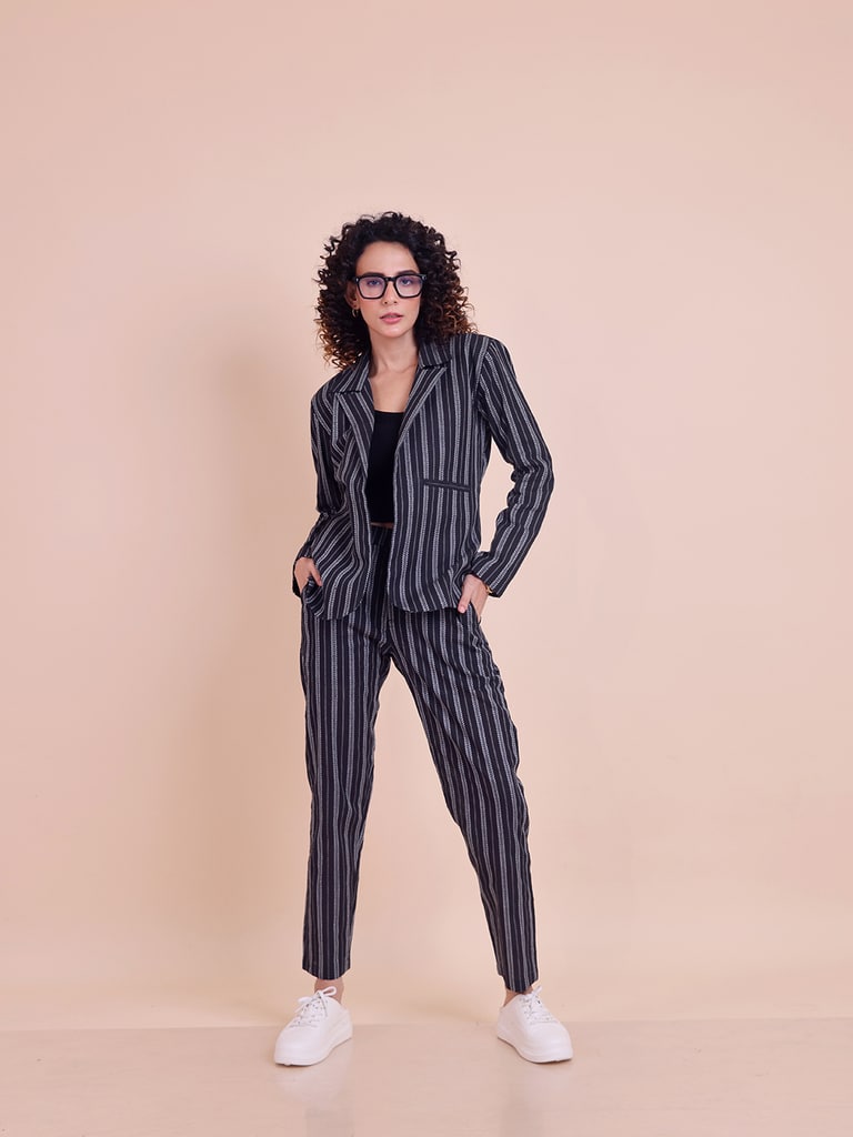 BLOUSON WOMEN COTTON JACQUARD JACKET & TROUSERS SET - View 2