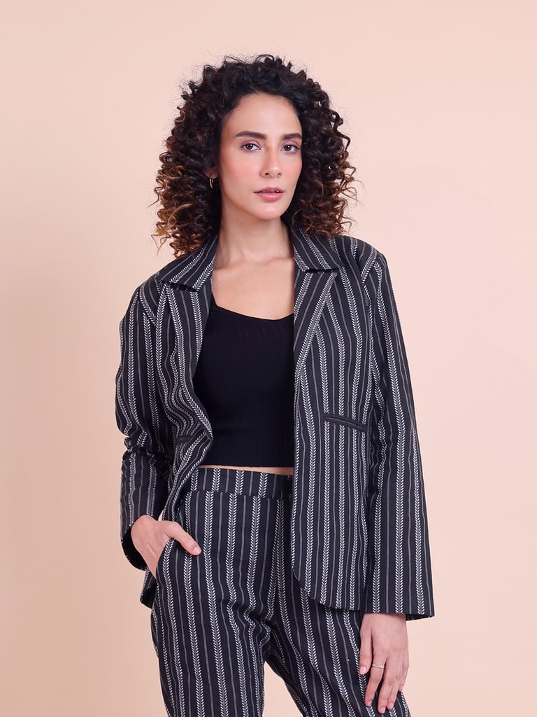 BLOUSON WOMEN COTTON JACQUARD JACKET & TROUSERS SET - Thumbnail 3