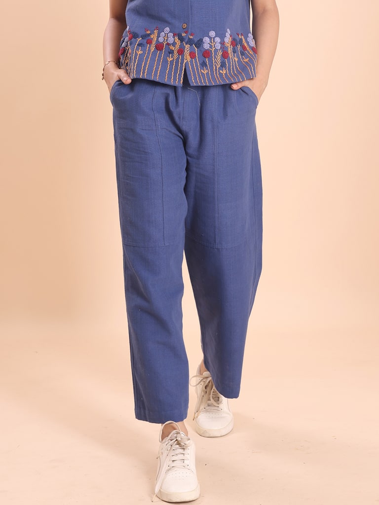 BLOUSON WOMEN KHADI COTTON EMBROIDERED SHIRT-TUNIC SET - View 5