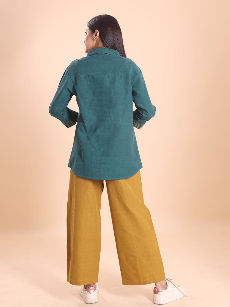BLOUSON WOMEN KHADI COTTON EMBROIDERED SHIRT-TUNIC SET - View 6