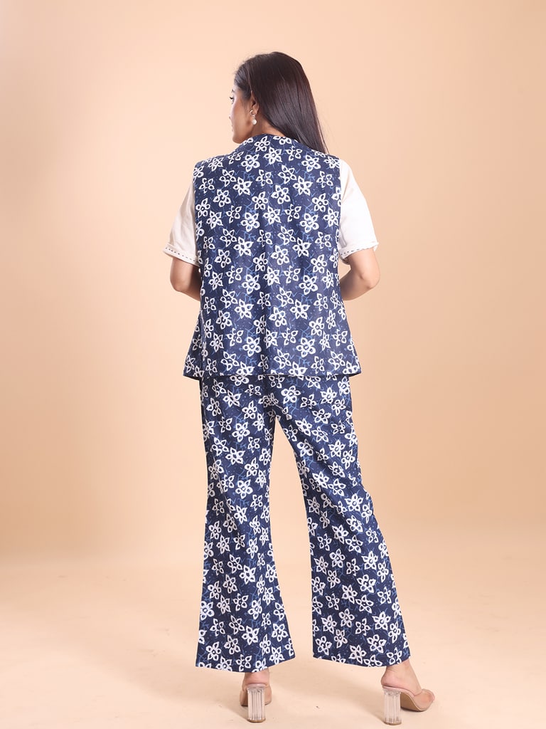 BLOUSON WOMEN COTTON PRINTED SLEEVELESS SHRUG SET - Thumbnail 6
