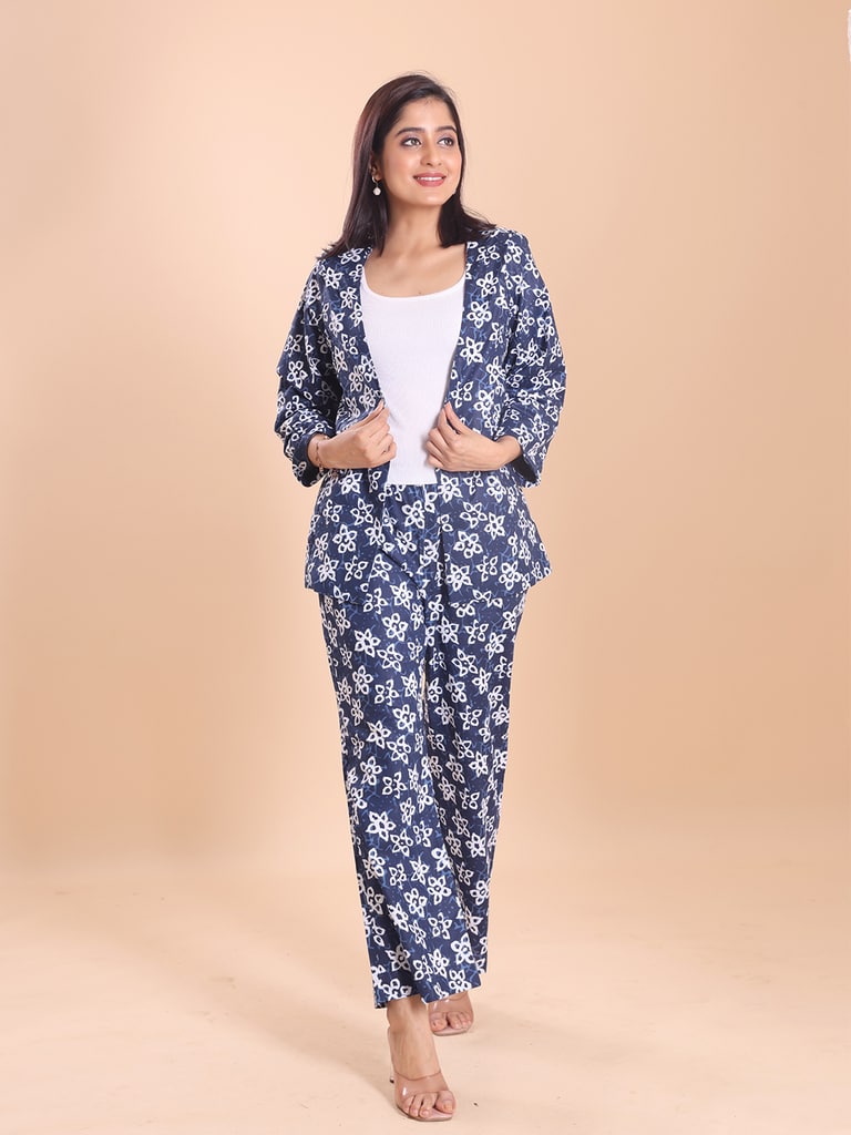 BLOUSON WOMEN COTTON PRINTED FULL SLEEVE SHRUG SET - View 1