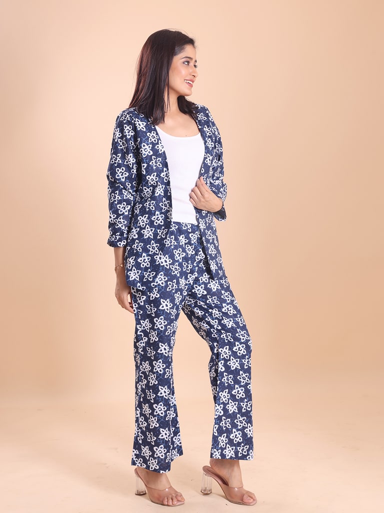 BLOUSON WOMEN COTTON PRINTED FULL SLEEVE SHRUG SET - View 3