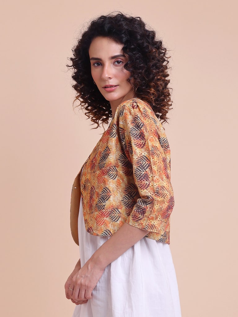 BLOUSON WOMEN COTTON DIGITAL PRINTED SHRUG - Thumbnail 3