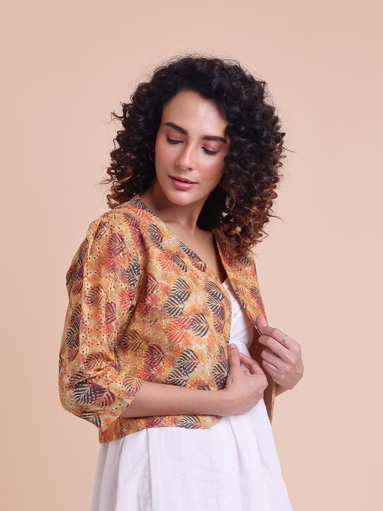 BLOUSON WOMEN COTTON DIGITAL PRINTED SHRUG - Thumbnail 4
