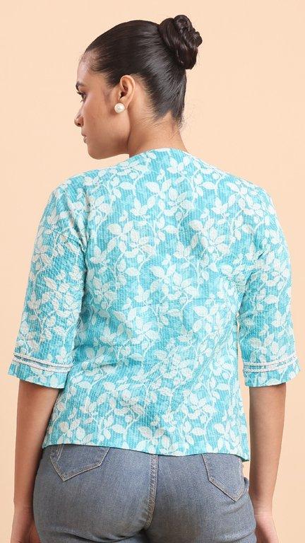 BLOUSON SKY BLUE PRINTED JACKET - Thumbnail 4