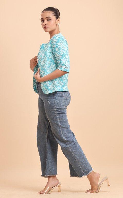 BLOUSON SKY BLUE PRINTED JACKET - Thumbnail 3