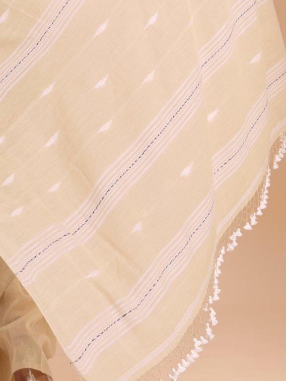Handloom Malmal Saree - Kora - Thumbnail 5