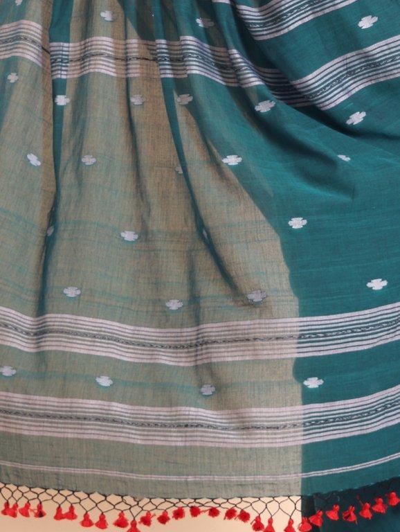 Buy Handloom Malmal Buti Jamdani Saree Online - Thumbnail 6
