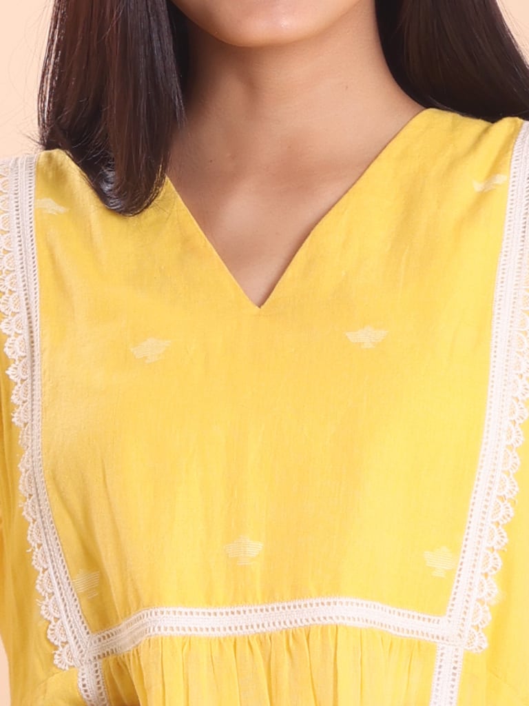 BLOUSON JAMDANI PRINCESS MIDI DRESS - Thumbnail 3