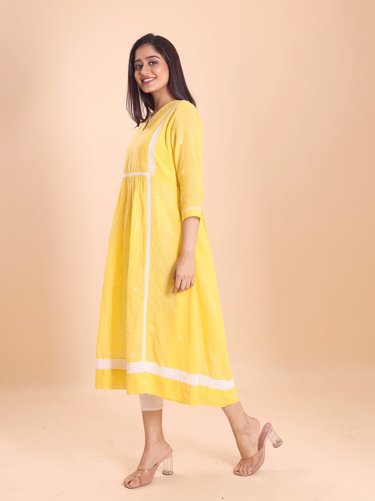 BLOUSON JAMDANI PRINCESS MIDI DRESS - Thumbnail 4