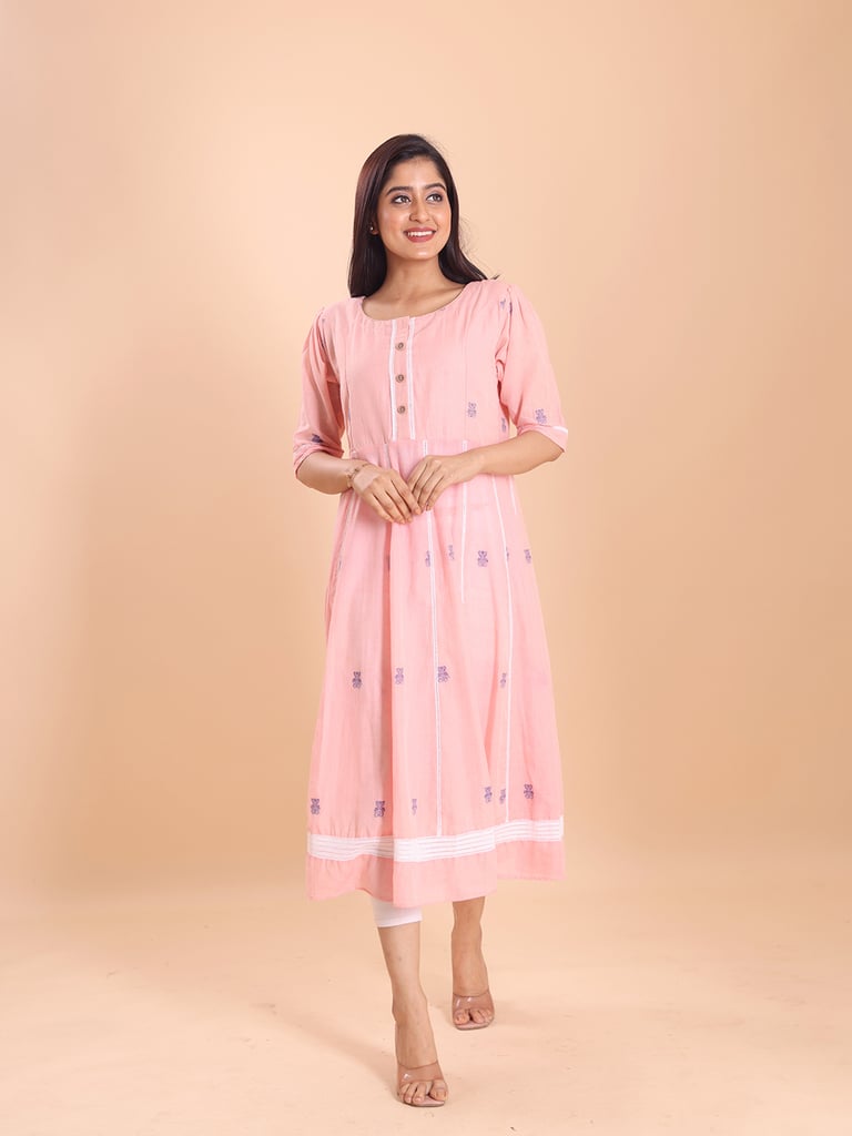 BLOUSON JAMDANI ANARKALI MIDI DRESS - View 1