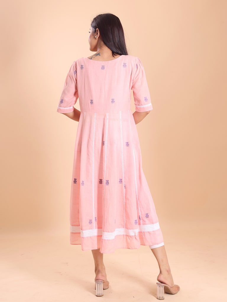 BLOUSON JAMDANI ANARKALI MIDI DRESS - Thumbnail 6