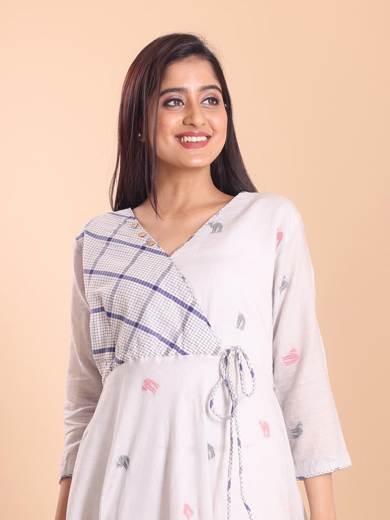 BLOUSON JAMDANI ANGRAKKHA MIDI DRESS - View 2