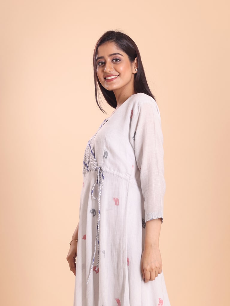 BLOUSON JAMDANI ANGRAKKHA MIDI DRESS - Thumbnail 4