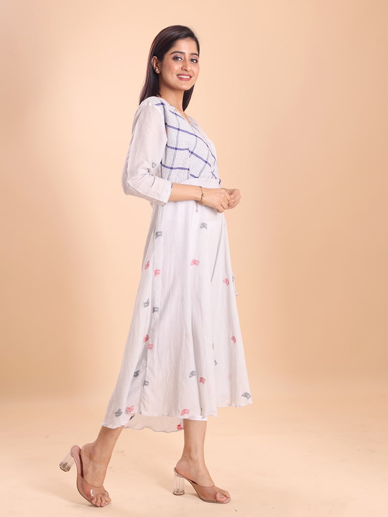 BLOUSON JAMDANI ANGRAKKHA MIDI DRESS - Thumbnail 5