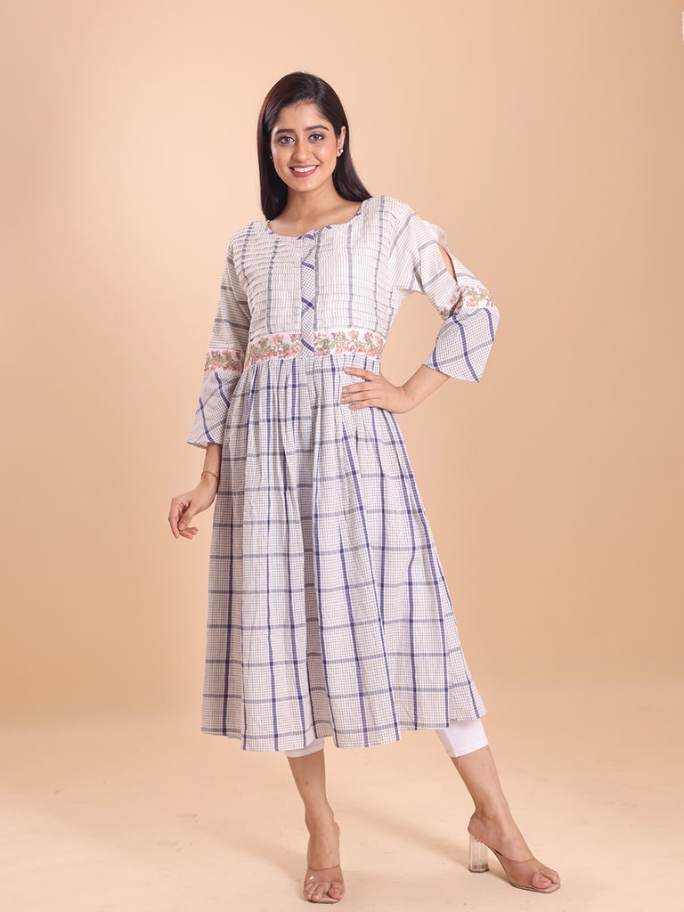 BLOUSON EMPIRE HAND EMBROIDERED ETHNIC DRESS - View 1