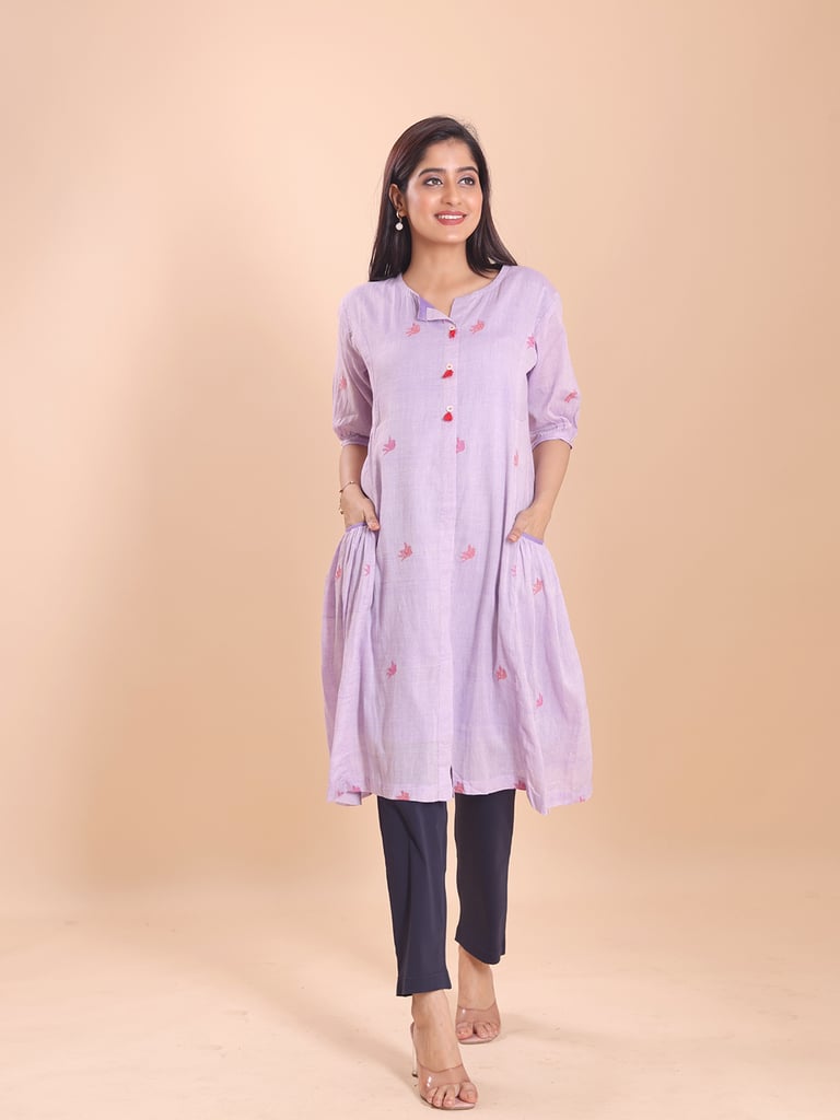 BLOUSON WOMEN COTTON JAMDANI TUNIC DRESS - View 1