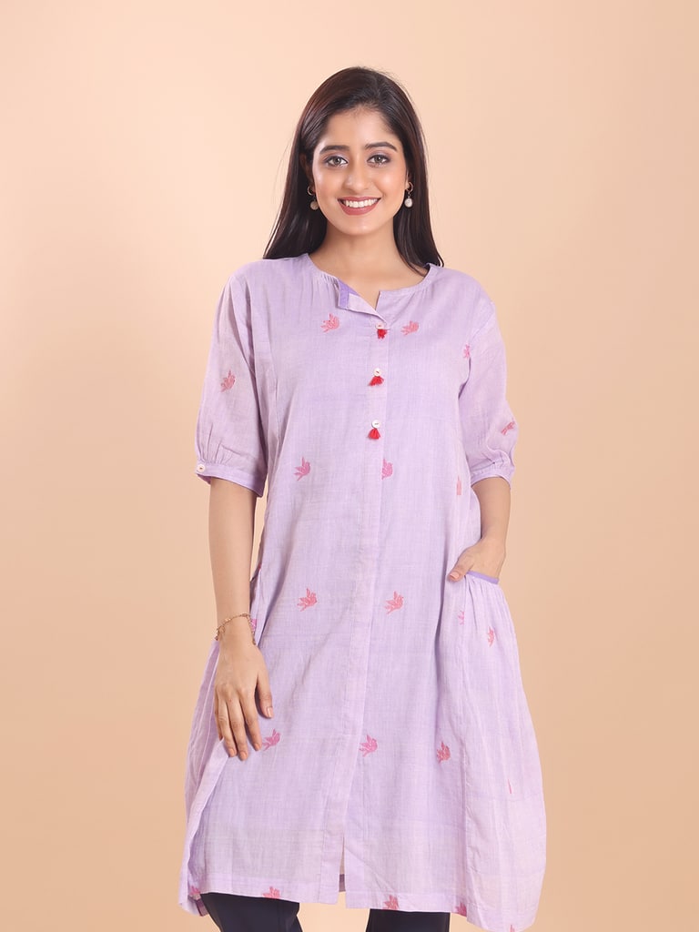 BLOUSON WOMEN COTTON JAMDANI TUNIC DRESS - View 2