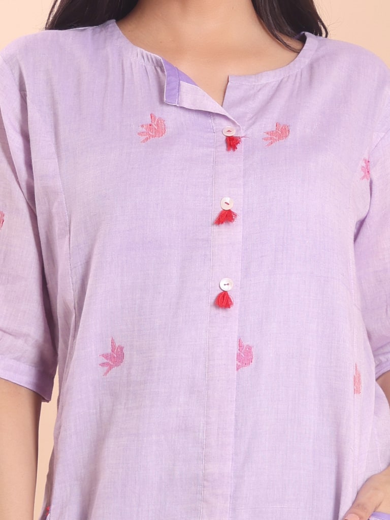 BLOUSON WOMEN COTTON JAMDANI TUNIC DRESS - Thumbnail 3