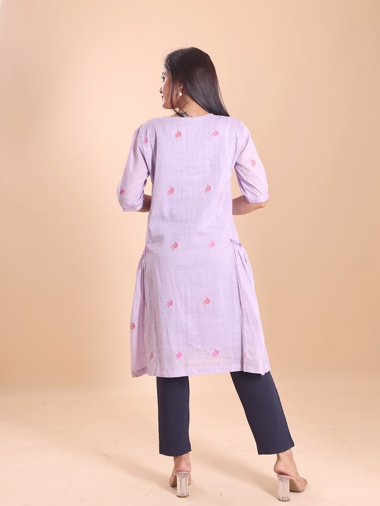 BLOUSON WOMEN COTTON JAMDANI TUNIC DRESS - Thumbnail 6
