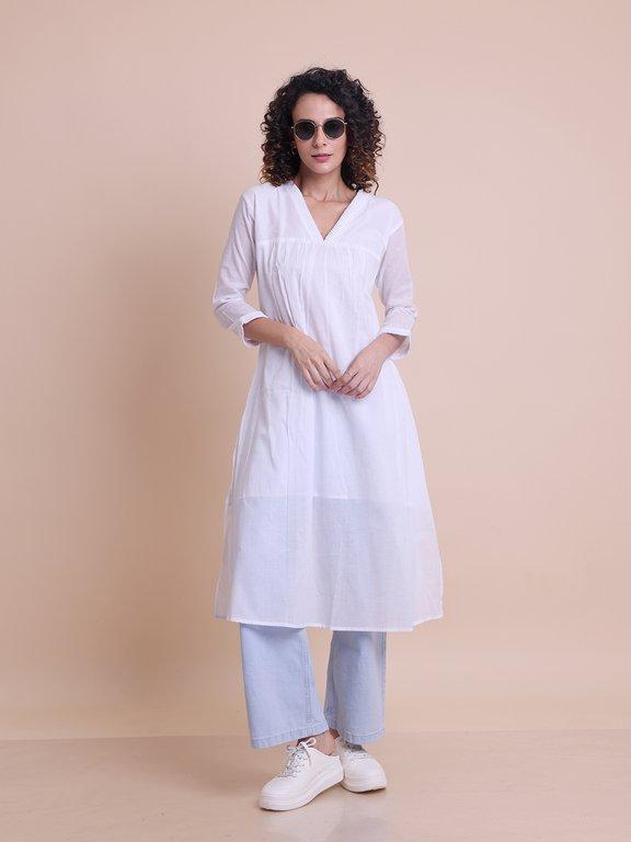 BLOUSON COTTON MALMAL ETHNIC KURTI - View 1