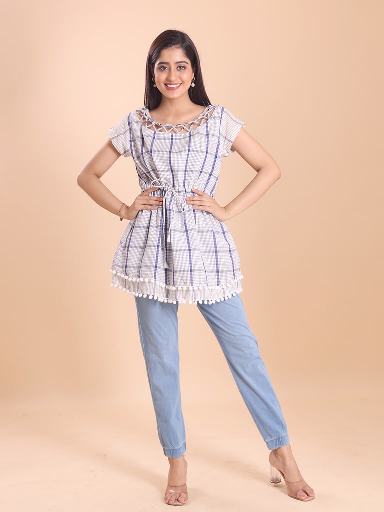 BLOUSON WOMEN COTTON FLARED TIER TOP - View 1