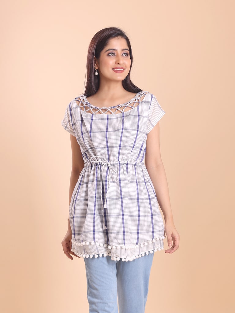 BLOUSON WOMEN COTTON FLARED TIER TOP - View 2