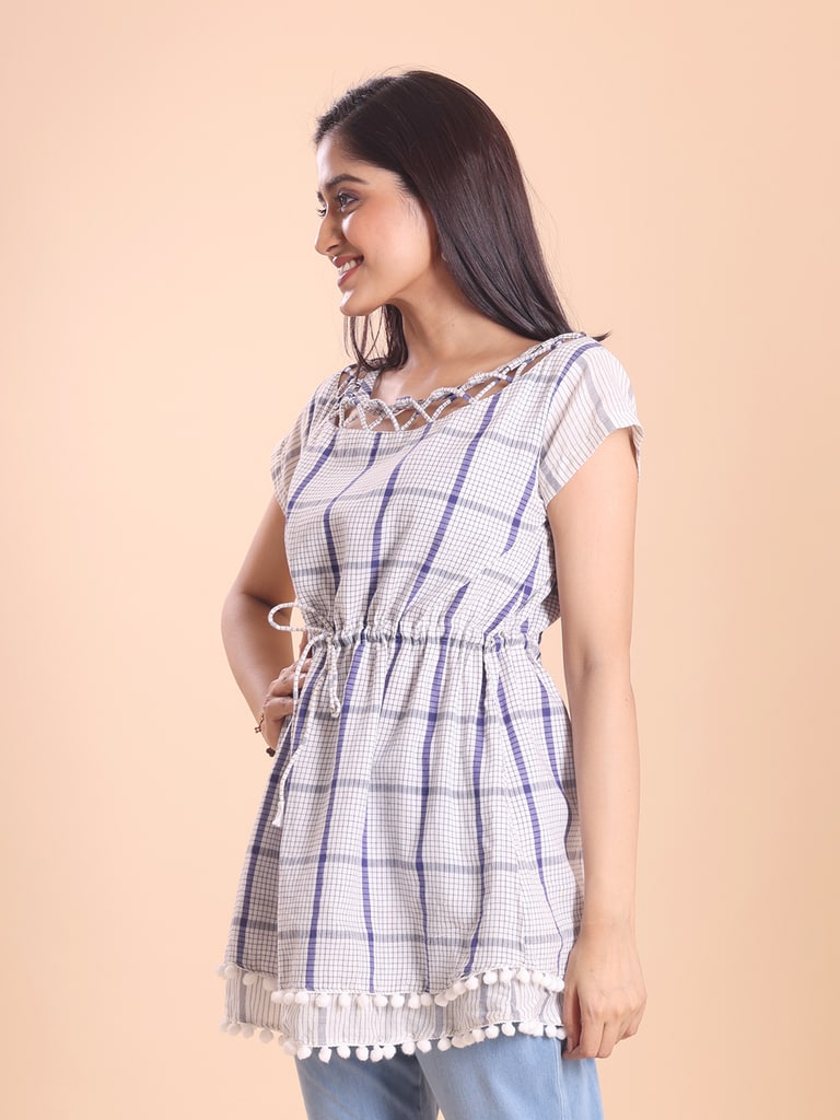 BLOUSON WOMEN COTTON FLARED TIER TOP - Thumbnail 4