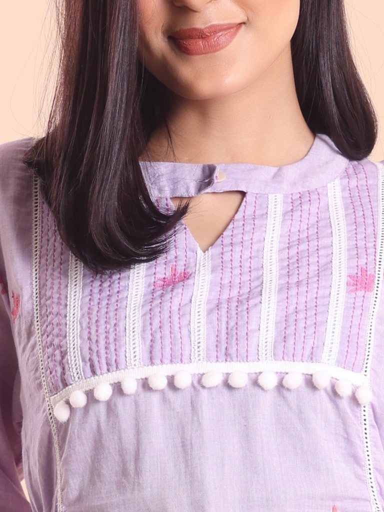 BLOUSON WOMEN JAMDANI COTTON EMBROIDERED TIER TOP - Thumbnail 3