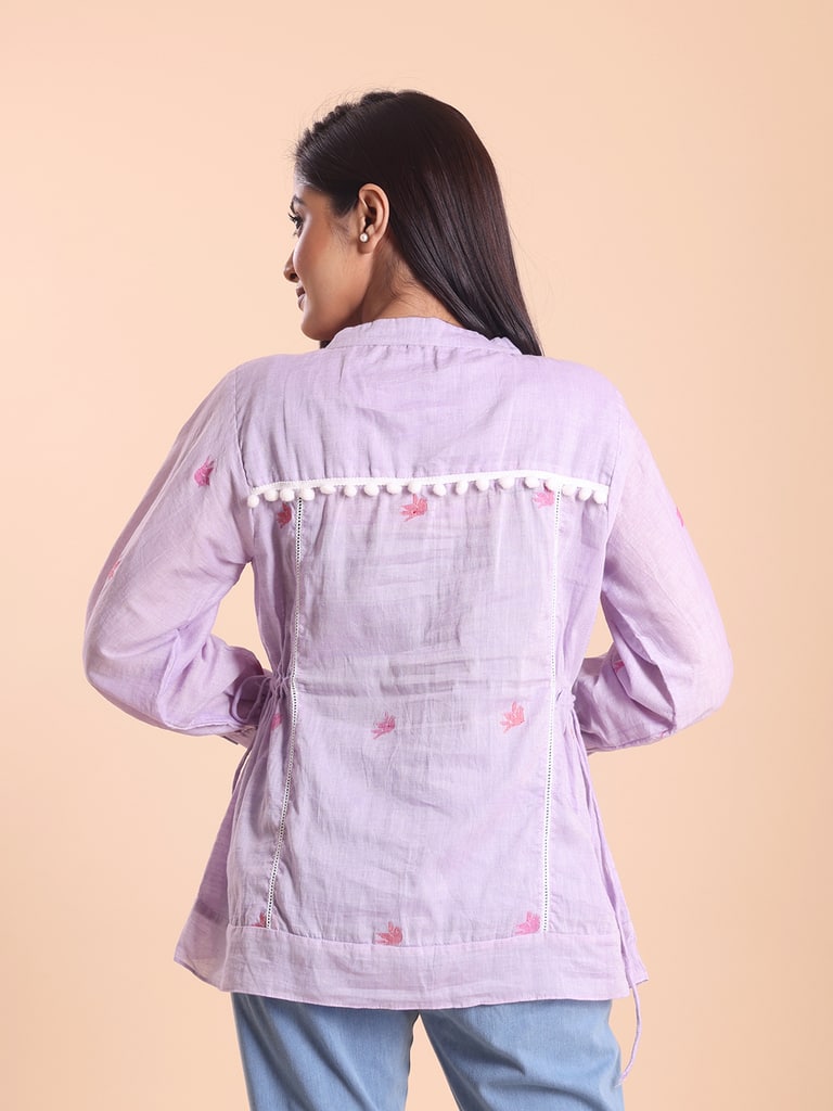 BLOUSON WOMEN JAMDANI COTTON EMBROIDERED TIER TOP - Thumbnail 6