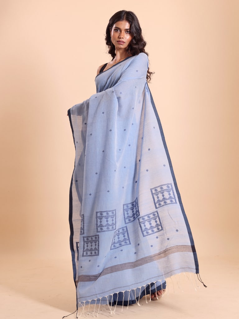 Handloom Starbox Jamdani Saree - Star Light - View 1