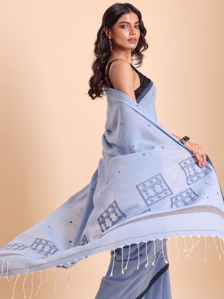 Handloom Starbox Jamdani Saree - Star Light - Thumbnail 3