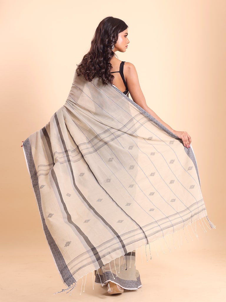 Handloom Bhumri Line Saree - Angora - Thumbnail 5