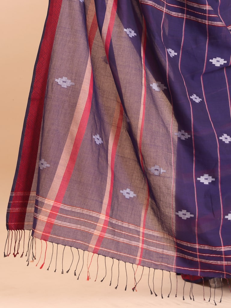 Handloom Bhumri Line Saree - Petunia - Thumbnail 5