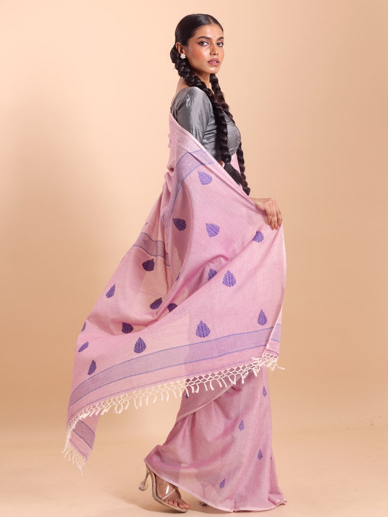 Handloom Cotton Kota Jamdani Saree - Crystal Rose - View 2