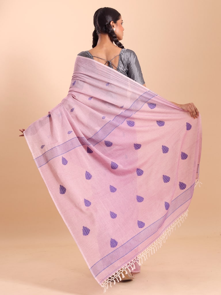 Handloom Cotton Kota Jamdani Saree - Crystal Rose - View 4
