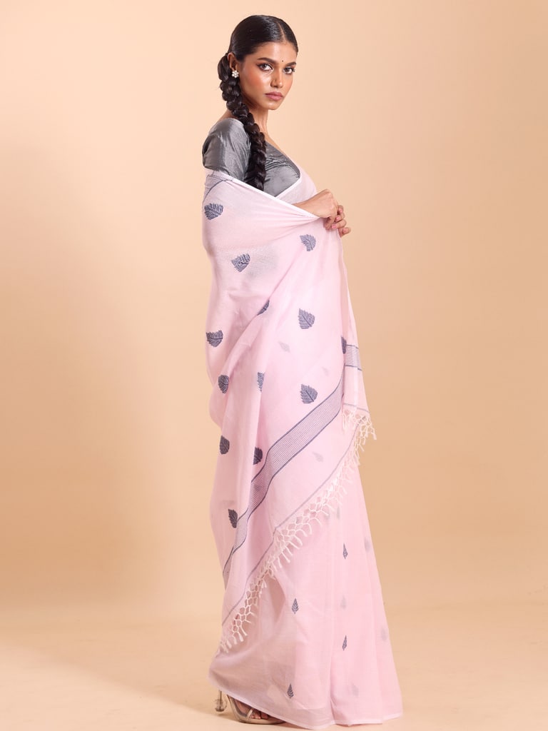Handloom Cotton Kota Jamdani Saree - Pink Lady - View 2