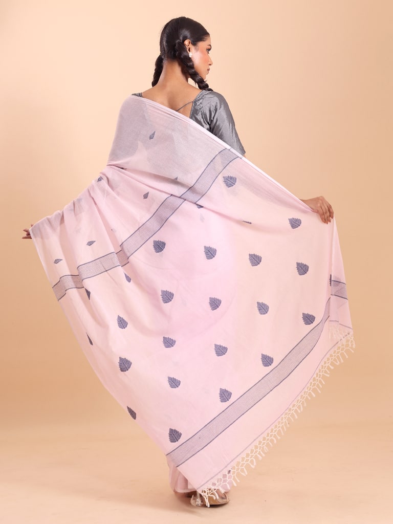 Handloom Cotton Kota Jamdani Saree - Pink Lady - View 4