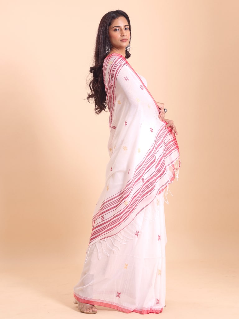 Handloom New Charpati Jamdani Saree - Off White - View 2