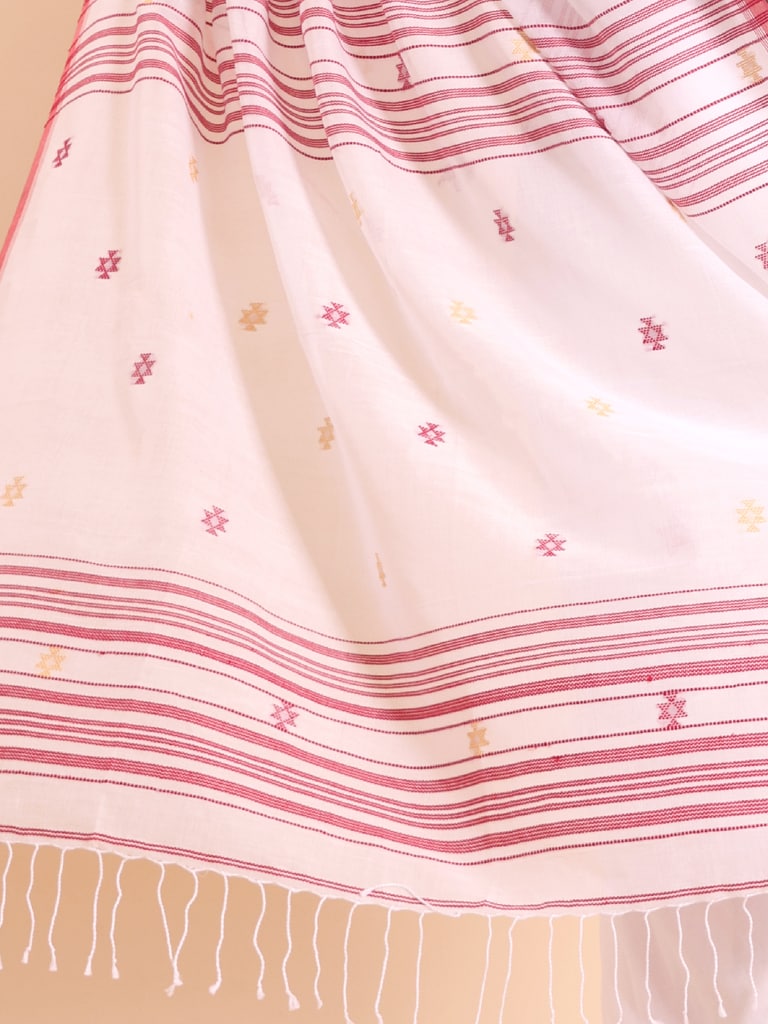 Handloom New Charpati Jamdani Saree - Off White - View 5